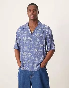 Рубашка с короткими рукавами и принтом логотипа GANT Island, средне-синего цвета