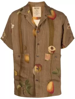 Рубашка с короткими рукавами и принтом Uma Wang, коричневый