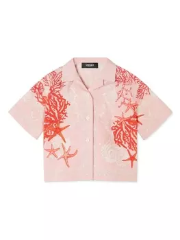 Рубашка с короткими рукавами и принтом Versace Kids, розовый