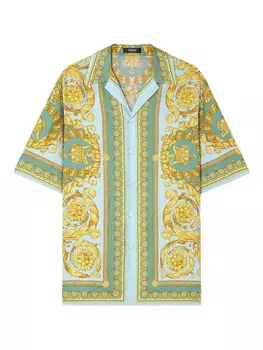 Рубашка с короткими рукавами и принтом Versace Barocco, зеленый