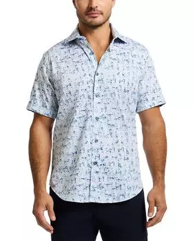 Рубашка с короткими рукавами и пуговицами спереди с принтом Makemo Robert Graham, синий