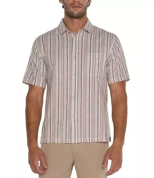 Рубашка с короткими рукавами и пуговицами в полоску Liverpool Los Angeles, бежевый