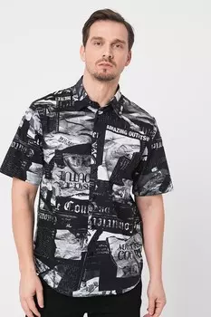 Рубашка с короткими рукавами и узором Versace Jeans Couture, черный