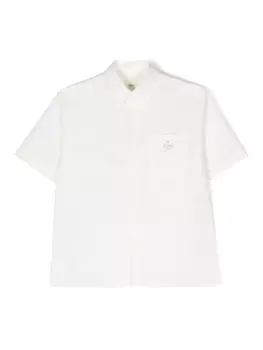 Рубашка с короткими рукавами и вышитым логотипом Fendi Kids, белый
