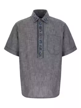 Рубашка с короткими рукавами и вышитым узором пейсли FENDI, синий