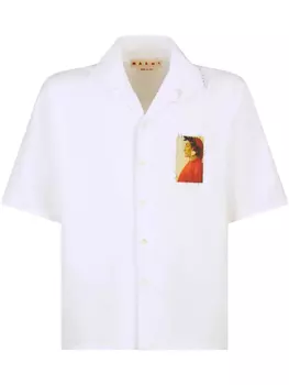 Рубашка с короткими рукавами и вышивкой Marni, белый