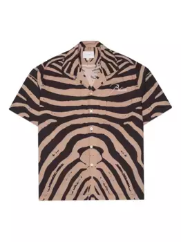 Рубашка с короткими рукавами и зебровым принтом RHUDE, нейтральный
