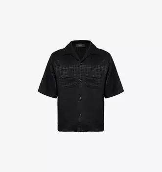 Рубашка с короткими рукавами и жаккардовым воротником Revere-Collar Amiri, черный