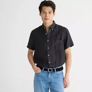 Рубашка с короткими рукавами из ирландского льна Baird McNutt окрашенная в готовом виде J.Crew, черный