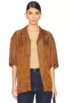 Рубашка с короткими рукавами из мятой ткани Wao, коричневый