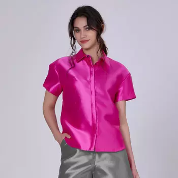 Рубашка с короткими рукавами из тафты S&J Weekends, фуксия