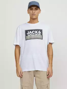 Рубашка с короткими рукавами Jack & Jones "JCOLOGAN TEE SS CREW NECK SS24 LN", белый