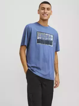 Рубашка с короткими рукавами Jack & Jones "JCOLOGAN TEE SS CREW NECK SS24 LN", цвет Pacific Coast