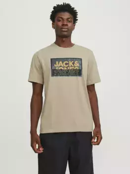 Рубашка с короткими рукавами Jack & Jones "JCOLOGAN TEE SS CREW NECK SS24 LN", цвет Crockery