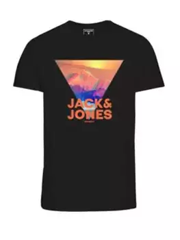 Рубашка с короткими рукавами Jack & Jones "JCOLOGO PRINT TEE SS CREW NECK FST", черный