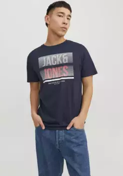 Рубашка с короткими рукавами Jack & Jones "JJBRIX TEE SS CREW NECK", синий