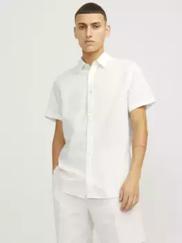 Рубашка с короткими рукавами Jack & Jones "JJELINEN BLEND SHIRT SS SN", белый