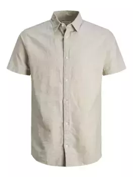 Рубашка с короткими рукавами Jack & Jones "JJELINEN BLEND SHIRT SS SN", цвет Crockery
