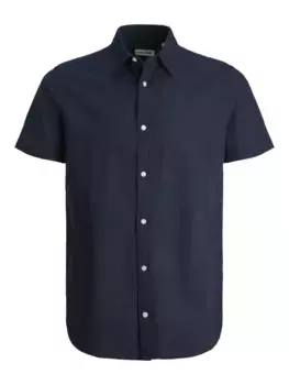 Рубашка с короткими рукавами Jack & Jones "JJELINEN BLEND SHIRT SS SN", синий