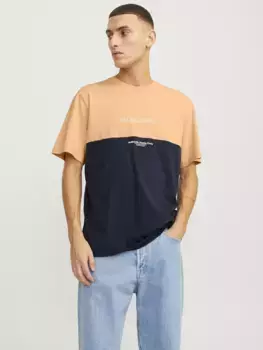 Рубашка с короткими рукавами Jack & Jones "JJERYDER BLOCKING TEE SS LN", цвет Apricot Ice