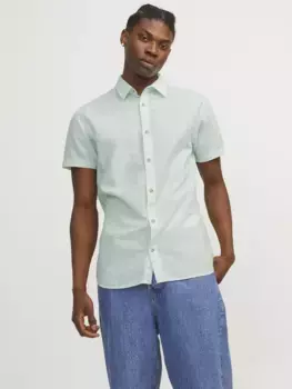 Рубашка с короткими рукавами Jack & Jones "JJESUMMER LINEN BLEND SHIRT SS SN", цвет Soothing Sea