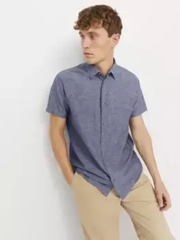 Рубашка с короткими рукавами Jack & Jones "JJESUMMER LINEN BLEND SHIRT SS SN", цвет Faded Denim