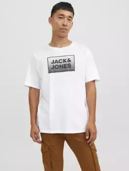 Рубашка с короткими рукавами Jack & Jones "JJSTEEL TEE SS CREW NECK", белый