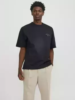 Рубашка с короткими рукавами Jack & Jones "JORSANTORINI GRAPHIC TEE SS CREW NECK SN", черный