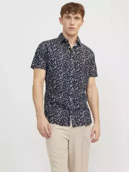 Рубашка с короткими рукавами Jack & Jones "JPRBLASUMMER PRINT SHIRT S/S SS24 SN", цвет Night Sky