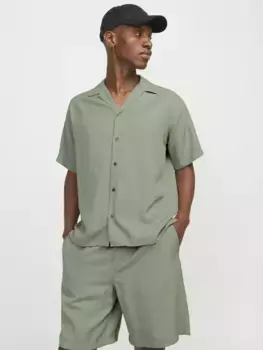 Рубашка с короткими рукавами Jack & Jones "JPRCCAARON TENCEL RESORT SHIRT S/S LN", зеленый