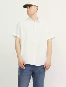 Рубашка с короткими рукавами Jack & Jones PlusSize "JJELINEN BLEND SHIRT SS SN PLS", белый