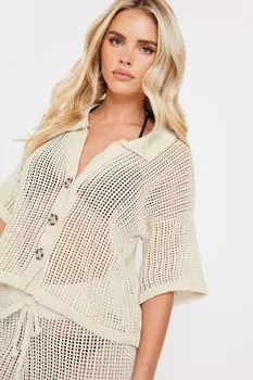 Рубашка с короткими рукавами крючком Pixiegirl Petite, бежевый