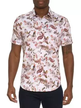 Рубашка с короткими рукавами Leo Woven Robert Graham, белый
