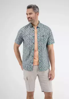 Рубашка с короткими рукавами LERROS "Рубашка с короткими рукавами LERROS с цветочным принтом", цвет Tinted Aqua