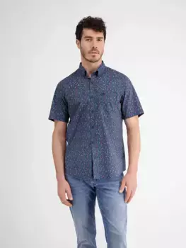 Рубашка с короткими рукавами LERROS "Рубашка с короткими рукавами LERROS мужская с цветочным принтом", синий