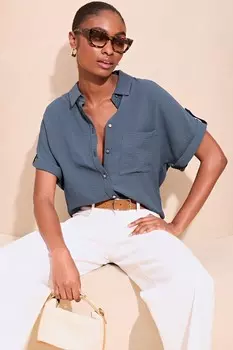Рубашка с короткими рукавами Lipsy, синий