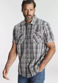 Рубашка с короткими рукавами Man's World в клетку, цвет Blau-Wei-Kariert