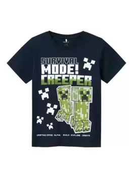 Рубашка с короткими рукавами Name It "NKMMYLIUS MINECRAFT SS TOP NOOS BFU", цвет Dark Sapphire