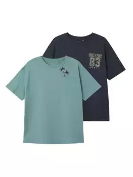 Рубашка с короткими рукавами Name It "NKMVILIAN 2P SS BOXY TOP", синий