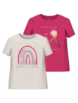 Рубашка с короткими рукавами Name It "NMFKIAMI 2P SS TOP OB", малиновый