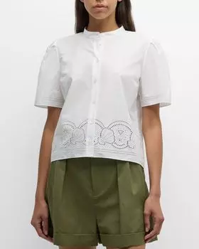 Рубашка с короткими рукавами с вышивкой FRAME, цвет White