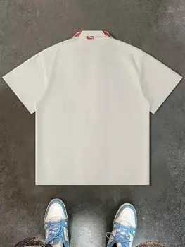 Рубашка с короткими рукавами Streetrush Цветочный принт и принт губ для мужчин, на лето Manfinity, абрикосовый