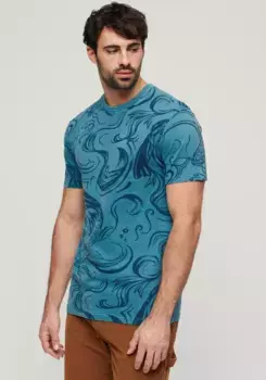 Рубашка с короткими рукавами Superdry "SD-VINTAGE OVERDYE PRINTED TEE", синий