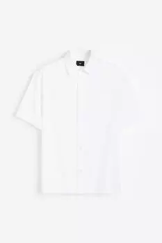 Рубашка с короткими рукавами, свободного кроя H&M, белый