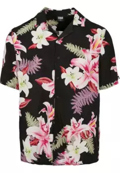 Рубашка с короткими рукавами URBAN CLASSICS " Urban Classics Men's Viscose AOP Resort Shirt" (1 шт.), цвет Darkjungle