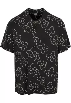 Рубашка с короткими рукавами URBAN CLASSICS " Urban Classics Men's Viscose AOP Resort Shirt" (1 шт.), черный