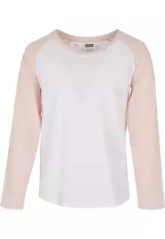 Рубашка с короткими рукавами URBAN CLASSICS " Urban Classics Women's Girls Contrast Raglan Longsleeve", белый