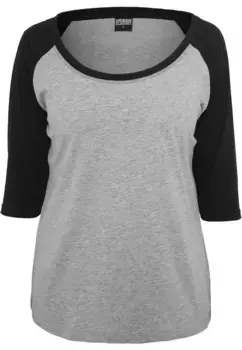 Рубашка с короткими рукавами URBAN CLASSICS " Urban Classics Women's Ladies 3/4 Contrast Raglan Tee", черный