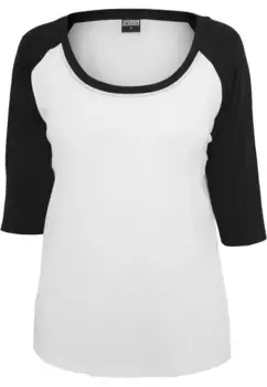 Рубашка с короткими рукавами URBAN CLASSICS " Urban Classics Women's Ladies 3/4 Contrast Raglan Tee", белый