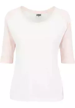 Рубашка с короткими рукавами URBAN CLASSICS " Urban Classics Women's Ladies 3/4 Contrast Raglan Tee", белый